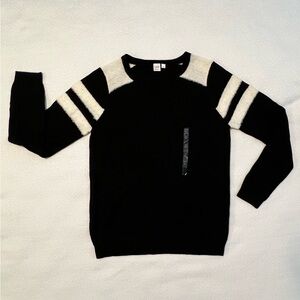 NWT Simons Twik Wool-blend Varsity Baseball Knit Sweater Black & White Size XL